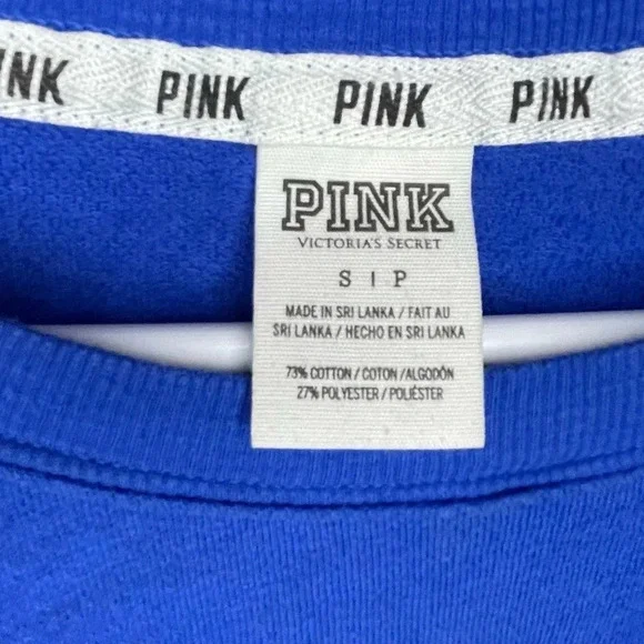 Pink Victoria's Secret Royal Blue Crewneck Sweatshirt Women's Size Small Preppy - Picture 7 of 10